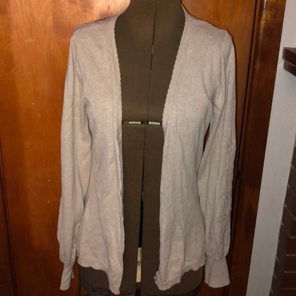 DONATING SOON!!! Tan cardigan with cute cutout design back